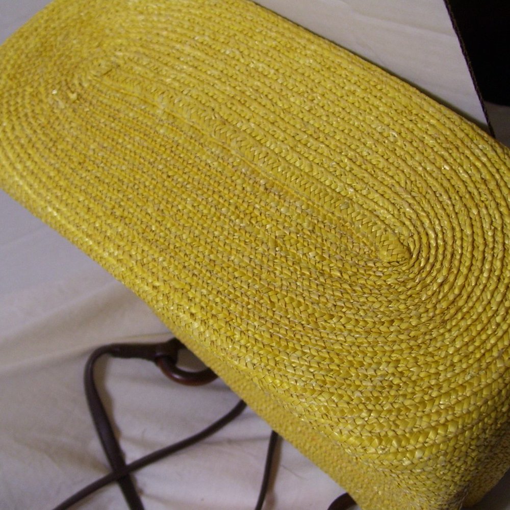Fashion Summer Handbag Yellow Vegan Straw NWOT - Picture 3 of 5